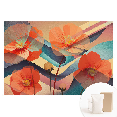Duża fototapeta na ścianę Pomarańczowe kwiaty abstrakcyjne kształty
