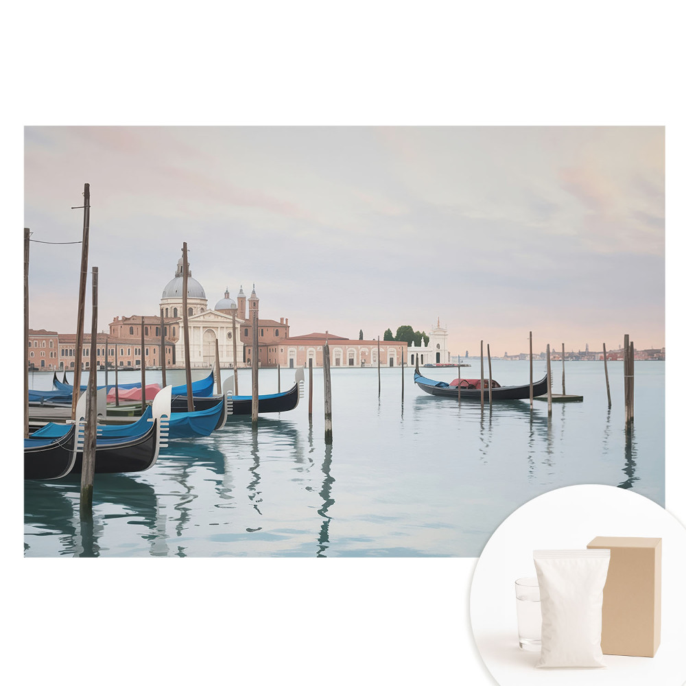 Fototapeta na flizelinie Urokliwa laguna gondole w pastelowych kolorach