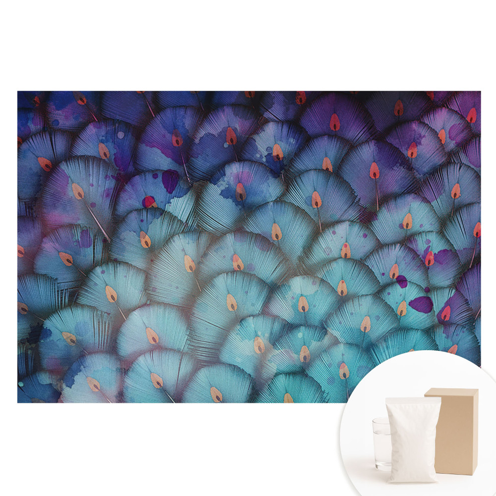 Fototapeta na flizelinie Abstrakcyjne pióra wachlarzowe w odcieniach niebieskiego