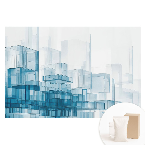 Duża fototapeta na ścianę Przestrzenne niebieskie sześciany nowoczesność