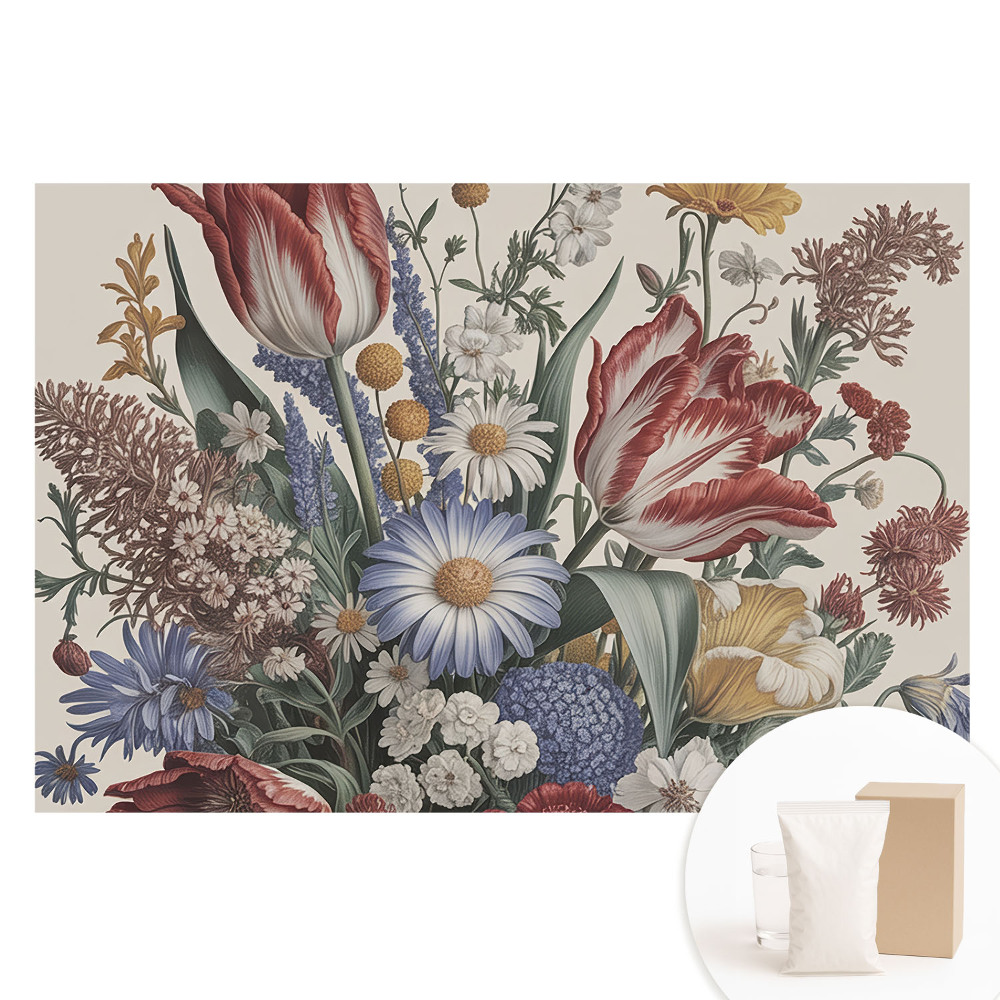 Fototapeta z nadrukiem na flizelinie Kolorowa kompozycja kwiatów w stylu klasycznym