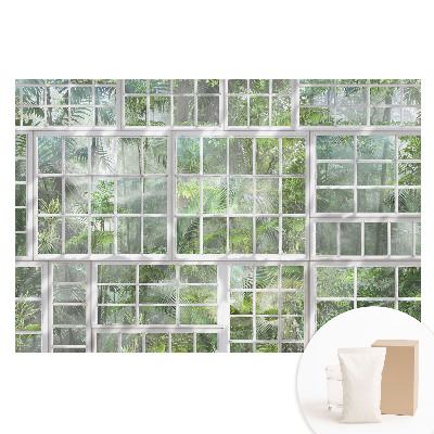 Fototapeta na flizelinie Zielona dżungla za białymi oknami