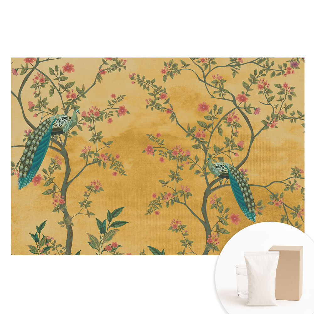 Fototapeta z nadrukiem na flizelinie Pawie motywy kwiatowe