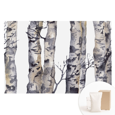 Fototapeta flizelinowa z nadrukiem Szare pnie osik w akwareli