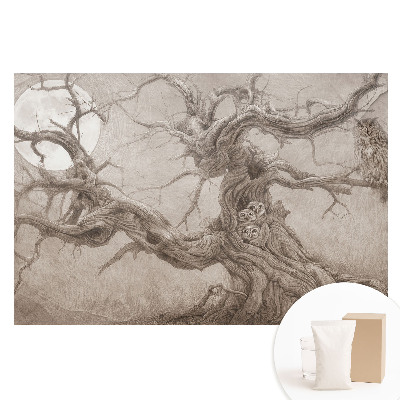 Tapeta fotograficzna flizelinowa Księżycowy dąb z sowami