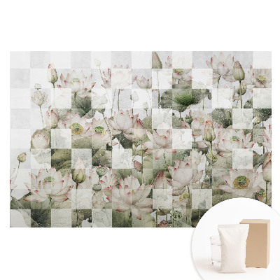 Tapeta fotograficzna na flizelinie Kwiaty lotosu i geometryczne wzory