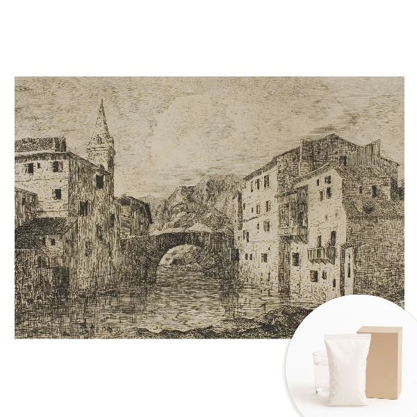 Fototapeta z nadrukiem na flizelinie Klasyczne budynki most rzeka.