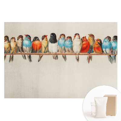 Fototapeta flizelinowa Kolorowe ptaki na gałęzi w klasycznym stylu