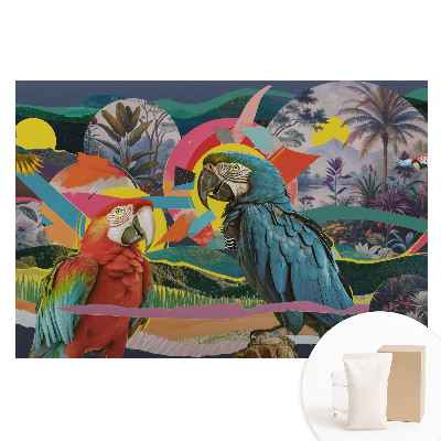 Fototapeta z nadrukiem na flizelinie Kolorowe papugi w tropikalnej scenerii