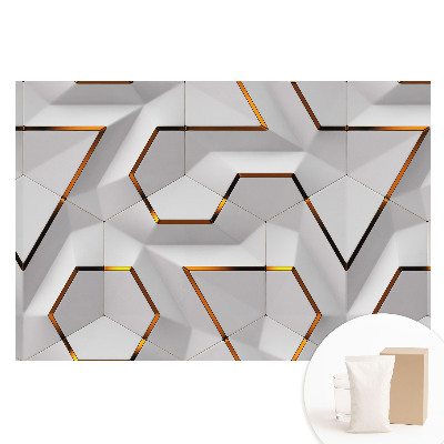 Fototapeta flizelinowa z nadrukiem Geometryczne sześciokąty z żółtymi akcentami