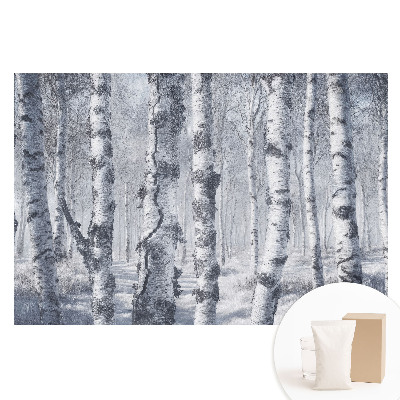 Fototapeta z nadrukiem na flizelinie Zimowy las brzózowy