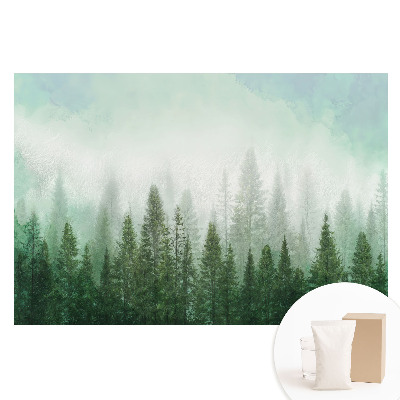 Fototapeta na flizelinie Leśny pejzaż z konturem wilka