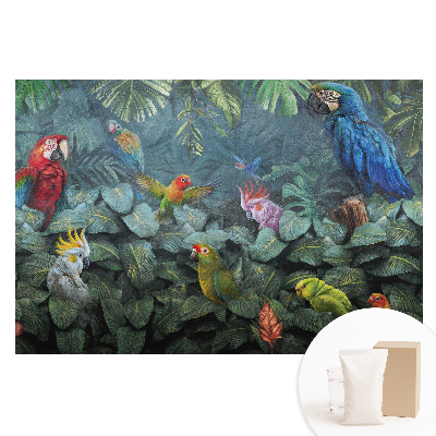 Fototapeta flizelinowa Tropikalne papugi i liście