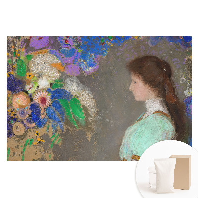 Fototapeta flizelinowa z nadrukiem Kobieta wśród kwiatów