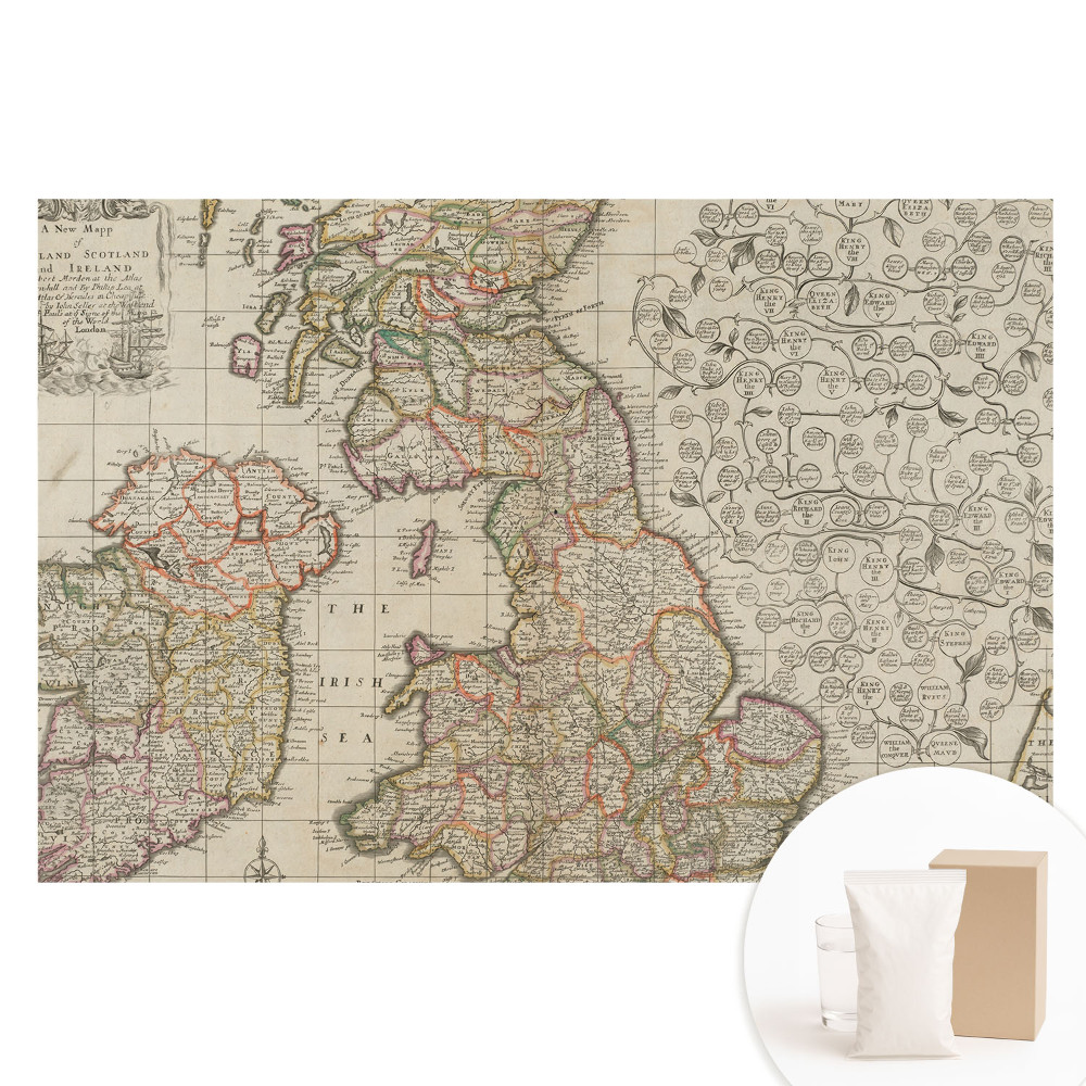 Fototapeta flizelinowa Stara mapa Wysp Brytyjskich z detalem