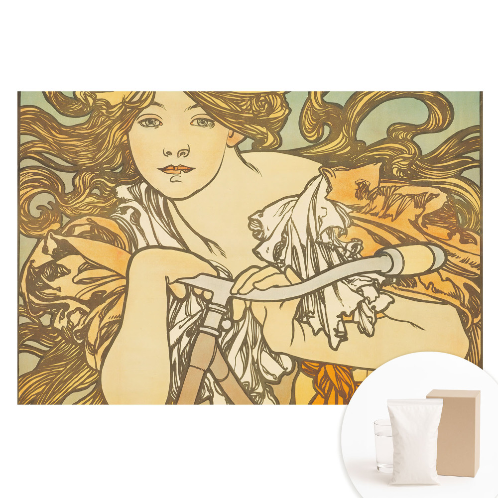 Fototapeta flizelinowa Kobieta na rowerze w stylu art nouveau