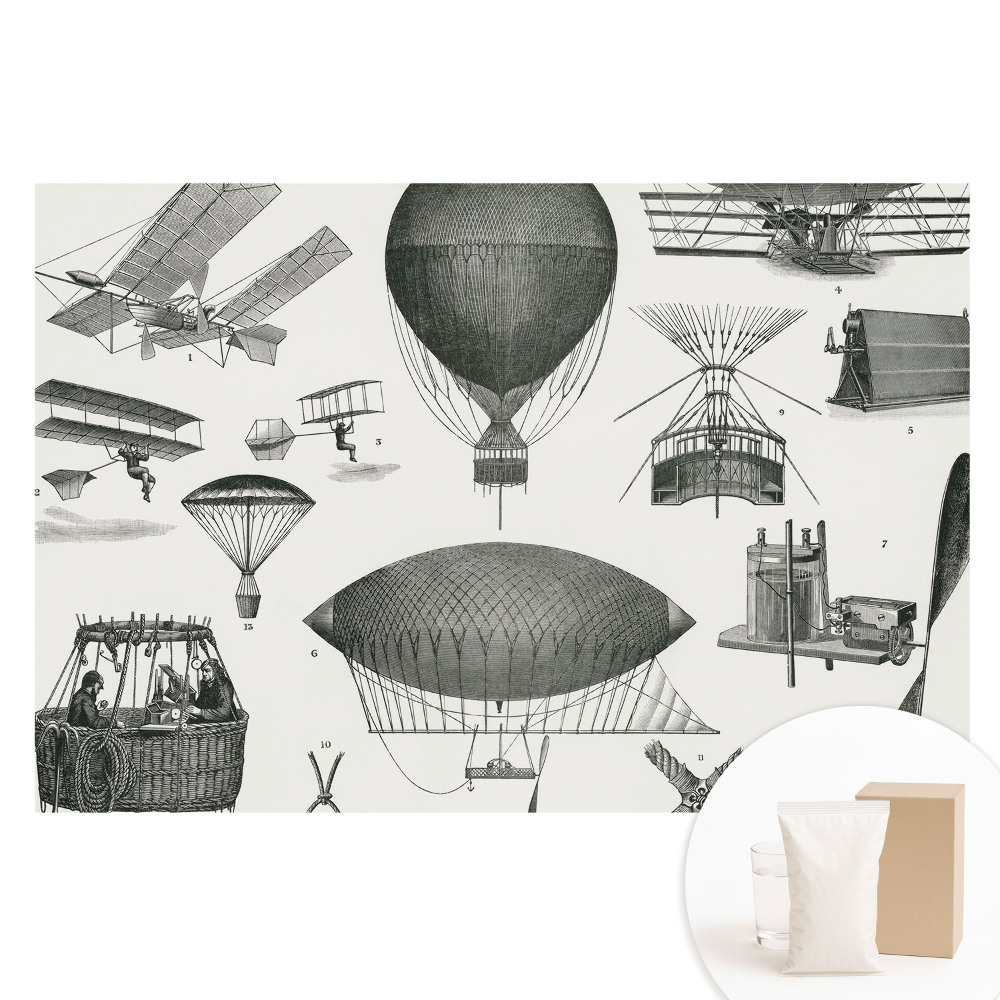 Duża fototapeta na ścianę Lotnicze wynalazki w stylu retro