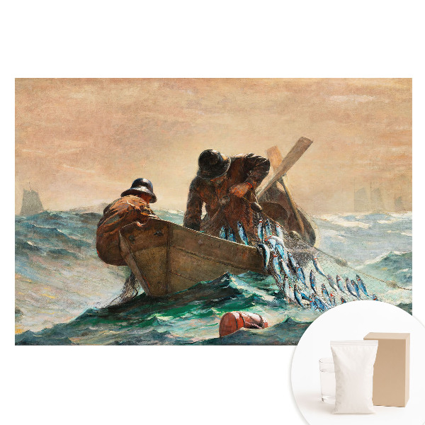 Duża fototapeta na ścianę Rybacy na wzburzonym morzu