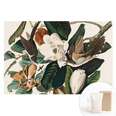 Tapeta fotograficzna na flizelinie Magnolie i ptaki w klasycznej harmonii