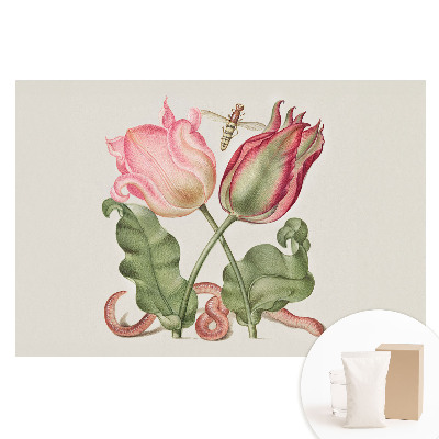 Tapeta fotograficzna na flizelinie Kwiaty i insekt w nostalgicznej kompozycji