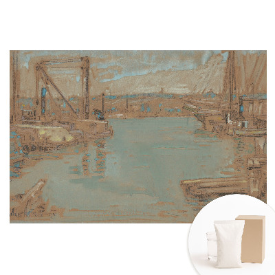 Fototapeta flizelinowa z nadrukiem Portowy krajobraz klasyczny w odcieniach błękitu