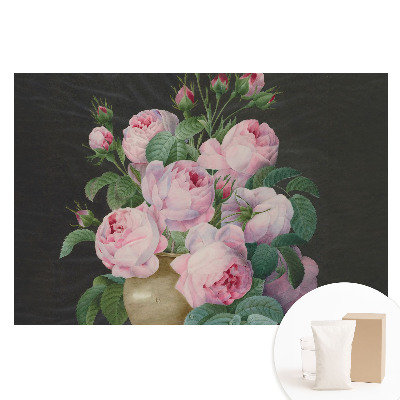 Tapeta fotograficzna flizelinowa Różowe róże w szarym wazonie