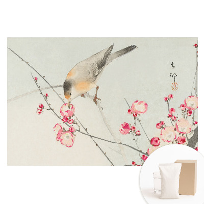 Tapeta fotograficzna flizelinowa Japoński ptak i kwiaty