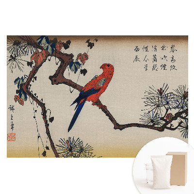 Fototapeta flizelinowa Kolorowy ptak na gałęzi drzewa