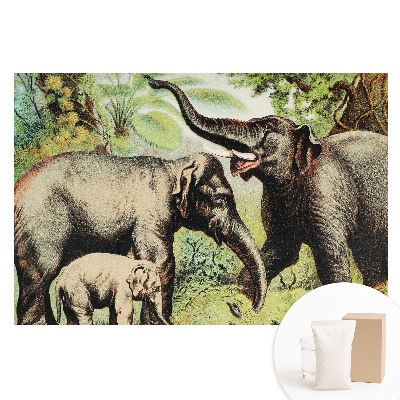 Fototapeta z nadrukiem na flizelinie Rodzinne słonie na tle dżungli