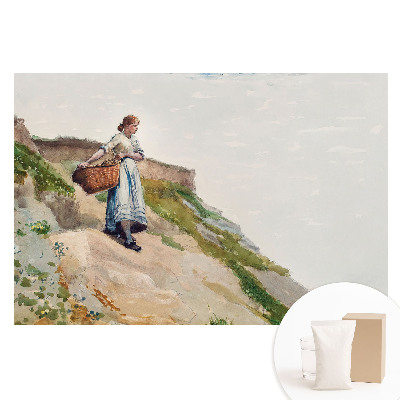 Fototapeta flizelinowa Kobieta z koszem na skarpie