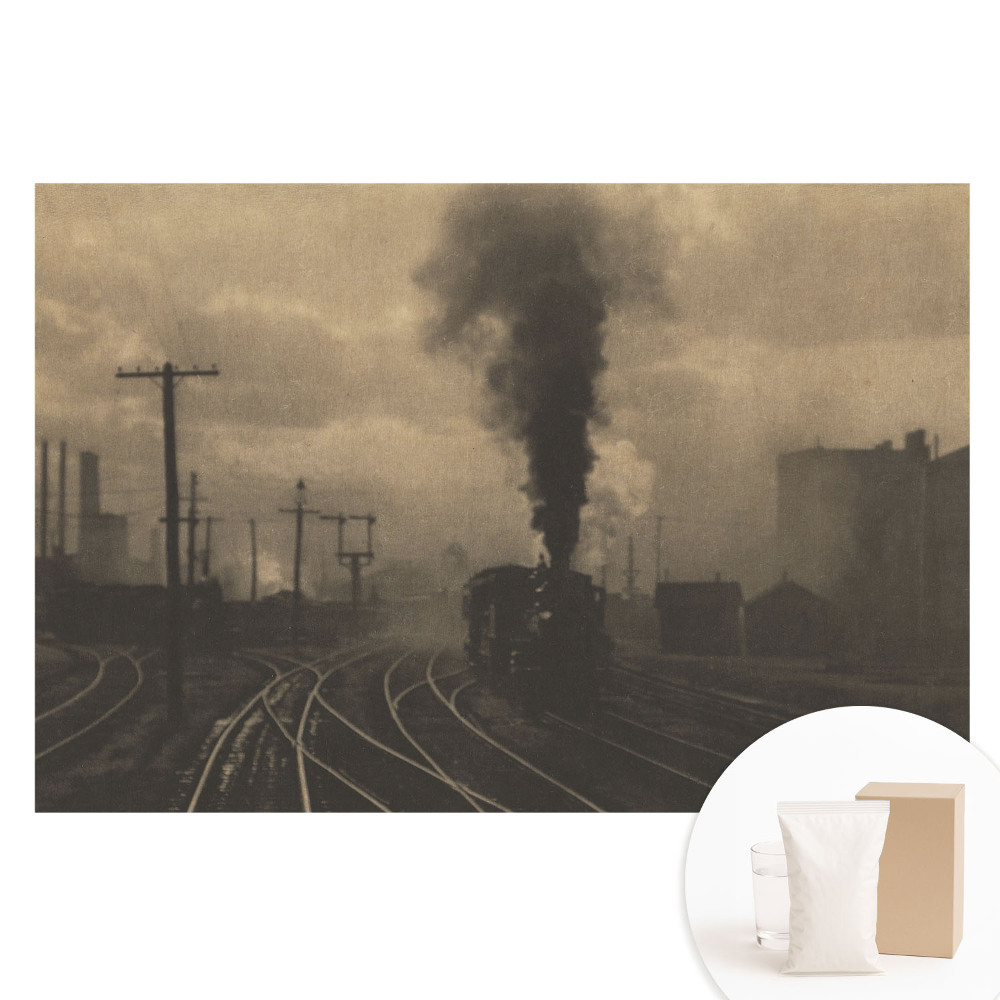 Fototapeta flizelinowa z nadrukiem Industrialna kompozycja z pociągiem i fabrykami