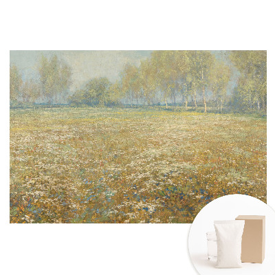 Tapeta fotograficzna na flizelinie Pejzaż kwiatowy przy lesie