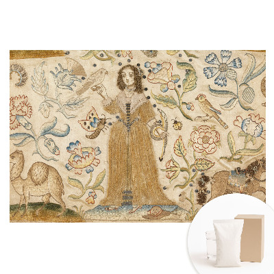 Fototapeta na flizelinie Kwiatowy pejzaż z postacią w centrum