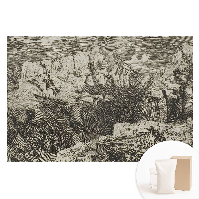 Tapeta fotograficzna flizelinowa Grafika klasyczna surowe skały postać z osiołkiem