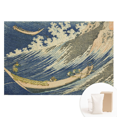 Fototapeta flizelinowa Wzburzone fale japońskie łodzie