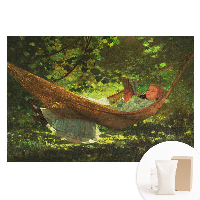 Fototapeta flizelinowa z nadrukiem Dziewczynka w hamaku pod drzewami