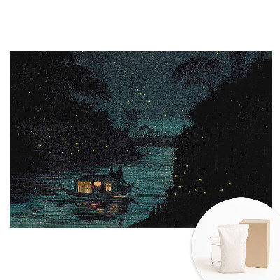 Fototapeta flizelinowa z nadrukiem Nocna łódź otoczona świetlikami