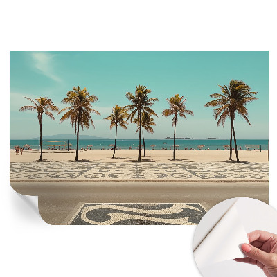 Nowoczesna fototapeta do salonu z motywem palm i plaży