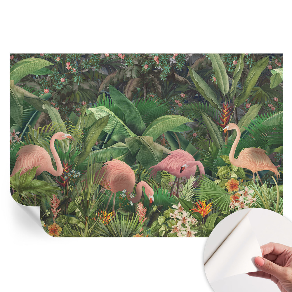 Samoprzylepna fototapeta na ścianę Różowe flamingi do salonu