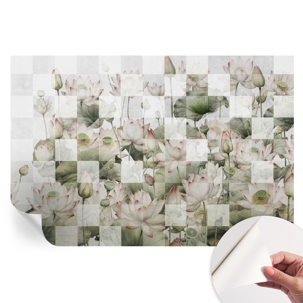Samoprzylepna tapeta fotograficzna z wzorami lotosu