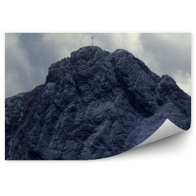 Okleina na ścianę Giewont krzyż zima śnieg tatry chmury