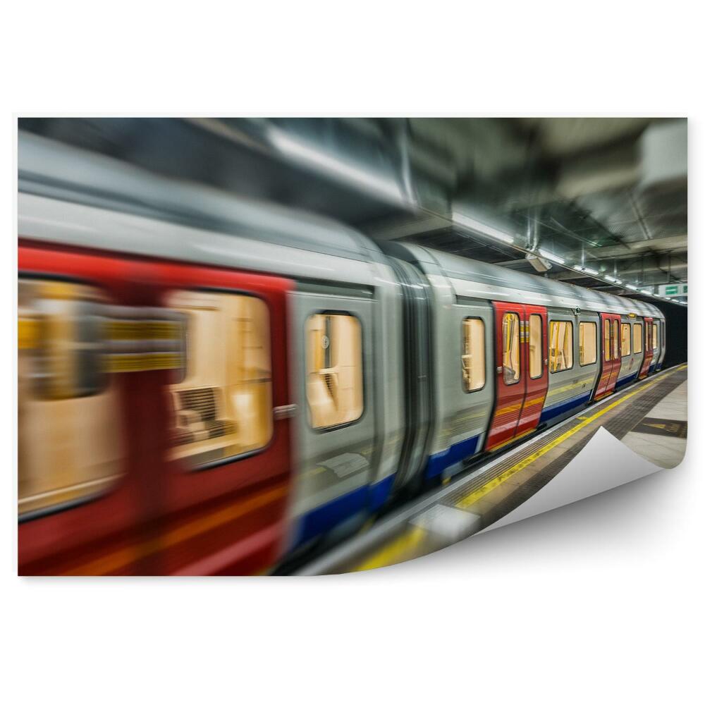 Okleina na ścianę Londyn metro pociąg prędkość ruch kolory
