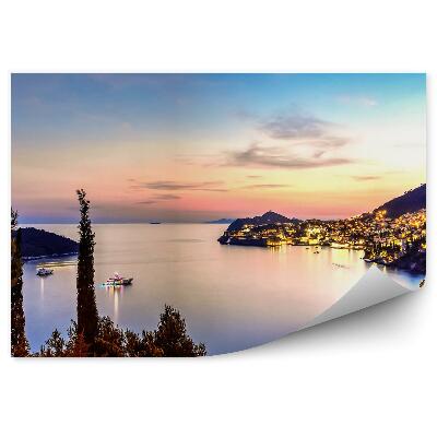 Fototapeta na ścianę Dubrownik Adriatyk horyzont statki kolorowe światła