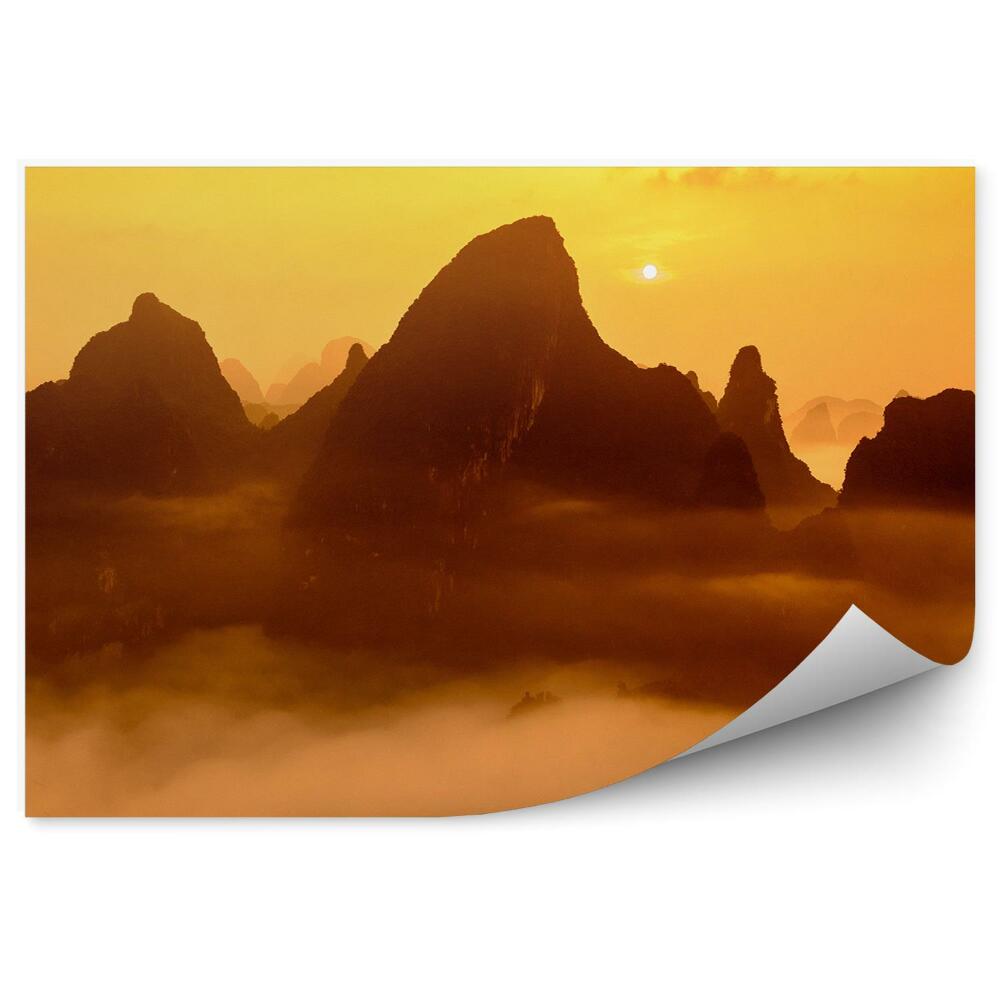 Okleina na ścianę Góry zachód słońca mgła