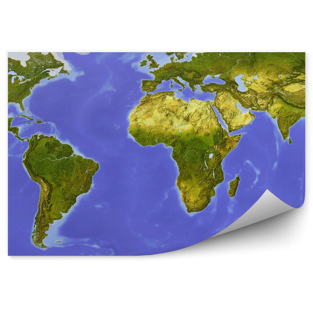 Fototapeta na ścianę Mapa świata fizyczna kontynenty
