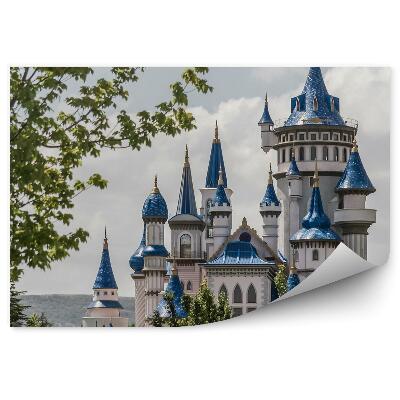 Okleina na ścianę Baśniowy zamek wśród drzew niebieskie kopuły