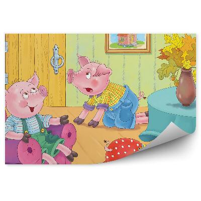 Okleina ścienna Trzy świnki w domku zabawa