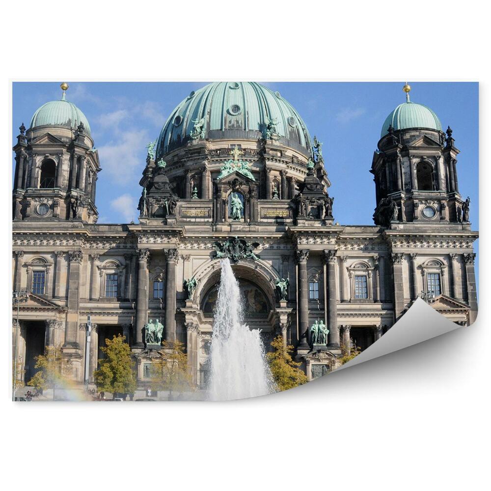 Fototapeta katedra Berlin fontanna tęcza natura niebo chmury