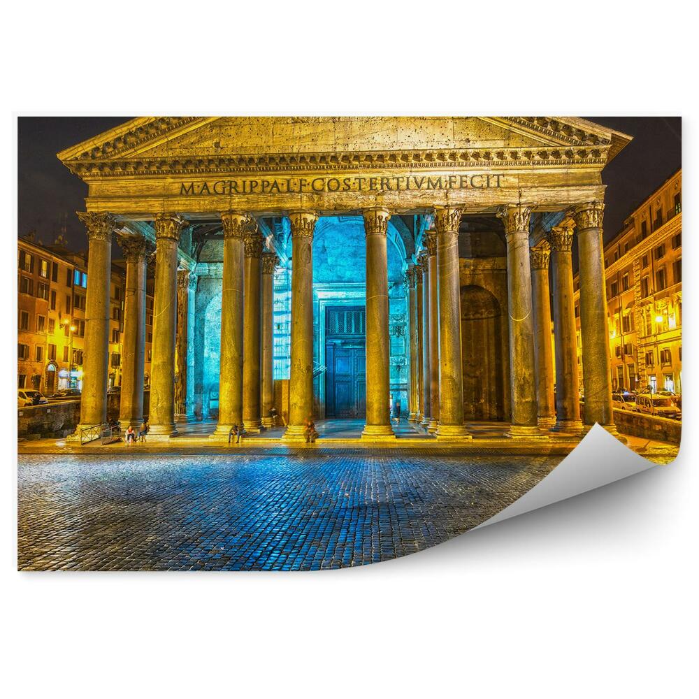 Fototapeta na ścianę Panteon Rzym budynek samochody noc świata