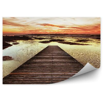 Okleina na ścianę Perspektywa drewniane molo woda zachód słońca